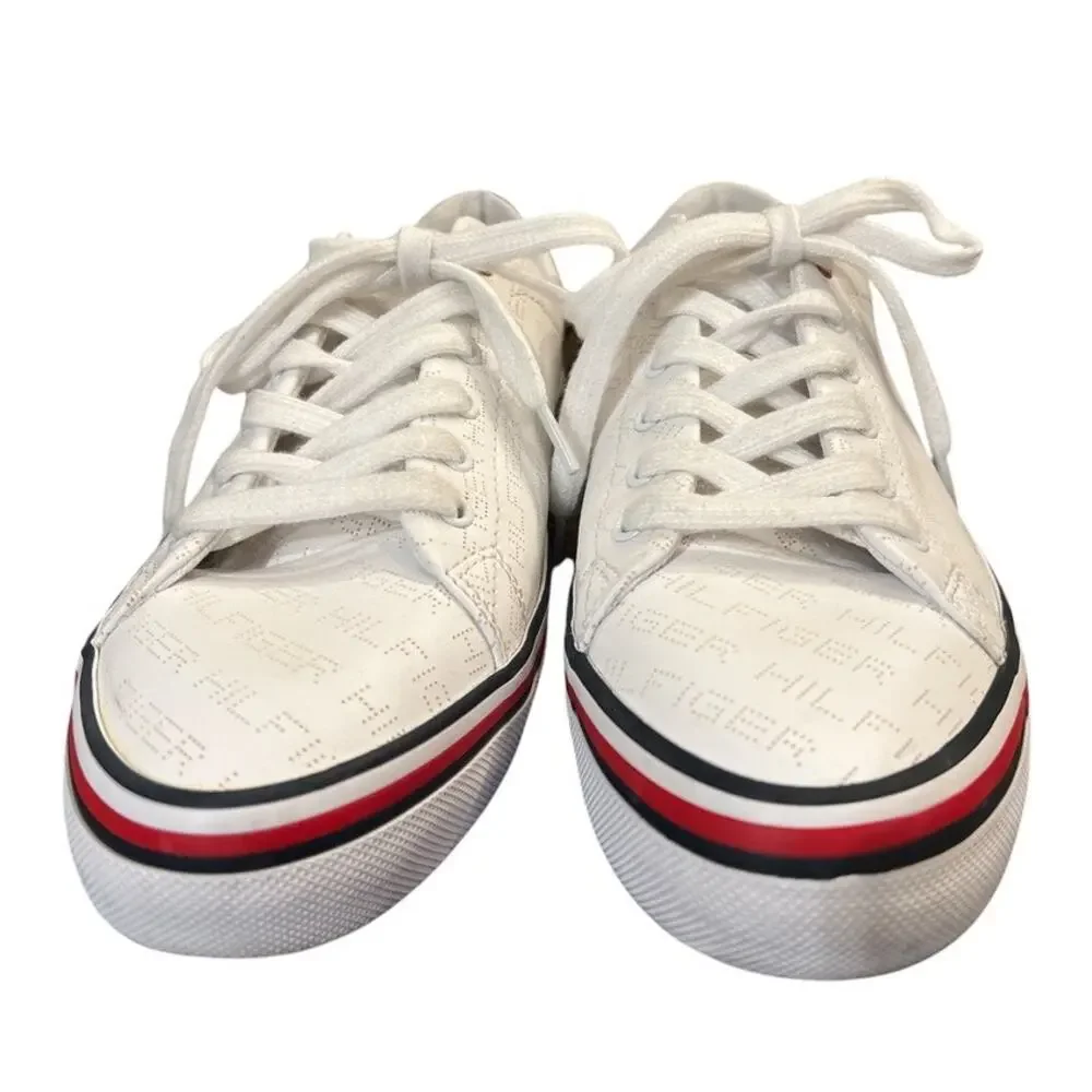 Tommy Hilfiger Falcor Sneakers Trainers Laser Dot Logo Size 8.5 White Red Blue - Picture 3 of 8